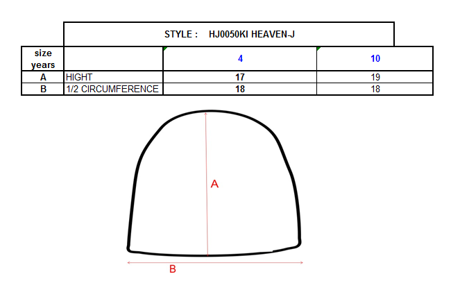 Mädchenhut KILPI HEAVEN-J – Größentabelle