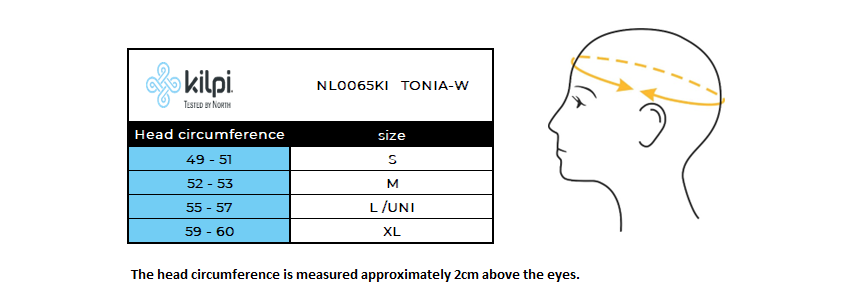 Damen Wintermütze KILPI TONIA-W – Größentabelle