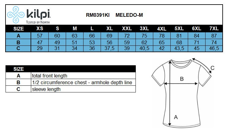 Herren-Radtrikot Kilpi MELEDO-M – Größentabelle