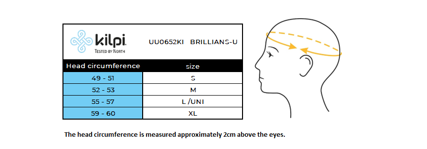Laufstirnband Kilip BRILLIANS-U – Größentabelle