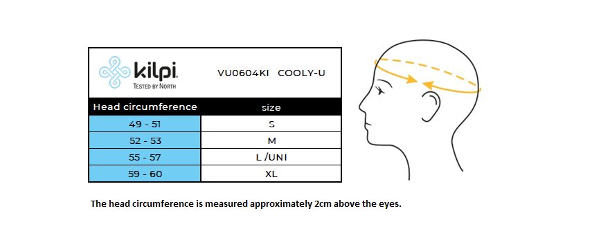 Sportliches Stirnband Kilpi COOLY-U – Größentabelle
