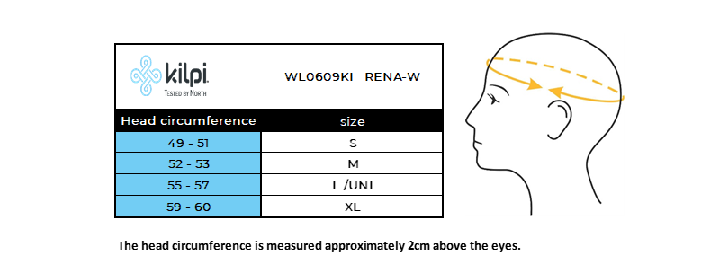 Damenmütze Kilpi RENA-W – Größentabelle