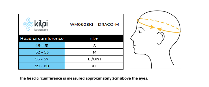 Men´s hat Kilpi DRACO-M – Size chart
