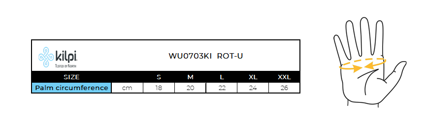 Softshell gloves Kilpi ROT-U – Size chart