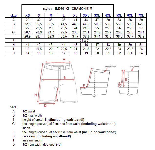 Men's team running leggings KILPI CHAMONIE-M – Size chart