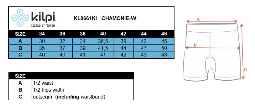 Damen-Leggings Kilpi CHAMONIE-W – Größentabelle