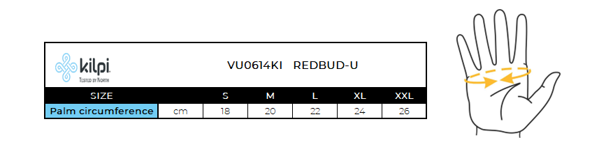 Unisex-Radhandschuhe Kilpi REDBUD-U – Größentabelle