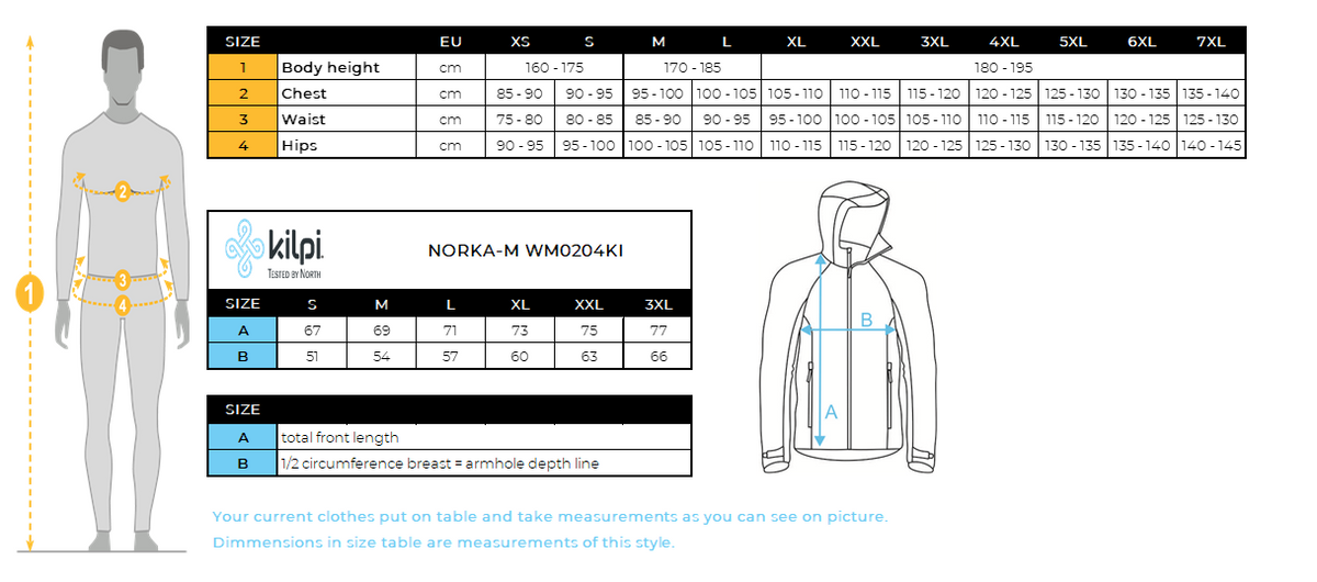 Herren-Fleece-Kapuzenpullover mit Fellbesatz Kilpi NORKA-M – Größentabelle